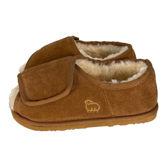 Lamo Open Toe Wrap Suede Slippers Shearling Lined Women's 9 XL Tried on only - Picture 4 of 11